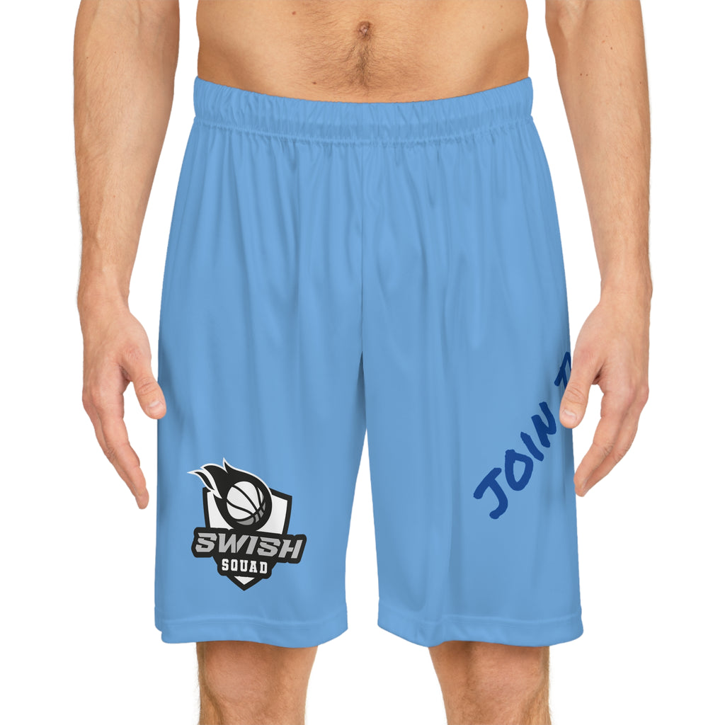 Light blue Swish Squad Basketball Shorts — 'Join the Squad' Athletic Shorts