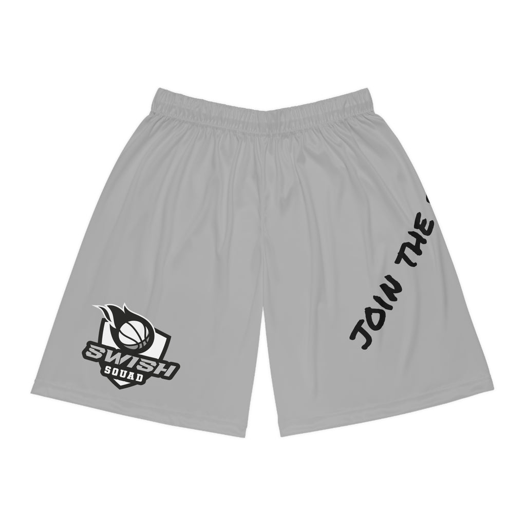 Light gray Swish Squad Basketball Shorts — 'Join the Squad' Athletic Shorts