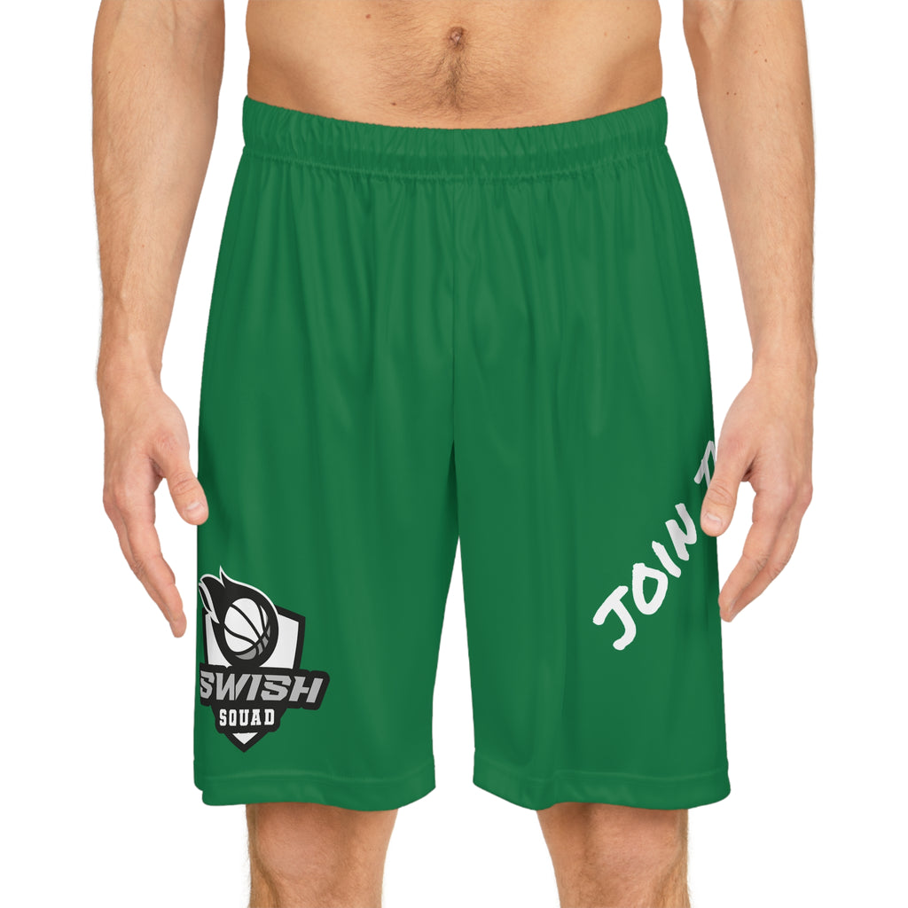 Dark Green Swish Squad Basketball Shorts — 'Join the Squad' Athletic Shorts