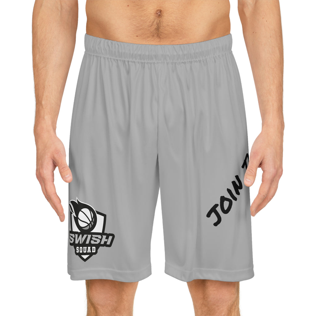 Light gray Swish Squad Basketball Shorts — 'Join the Squad' Athletic Shorts